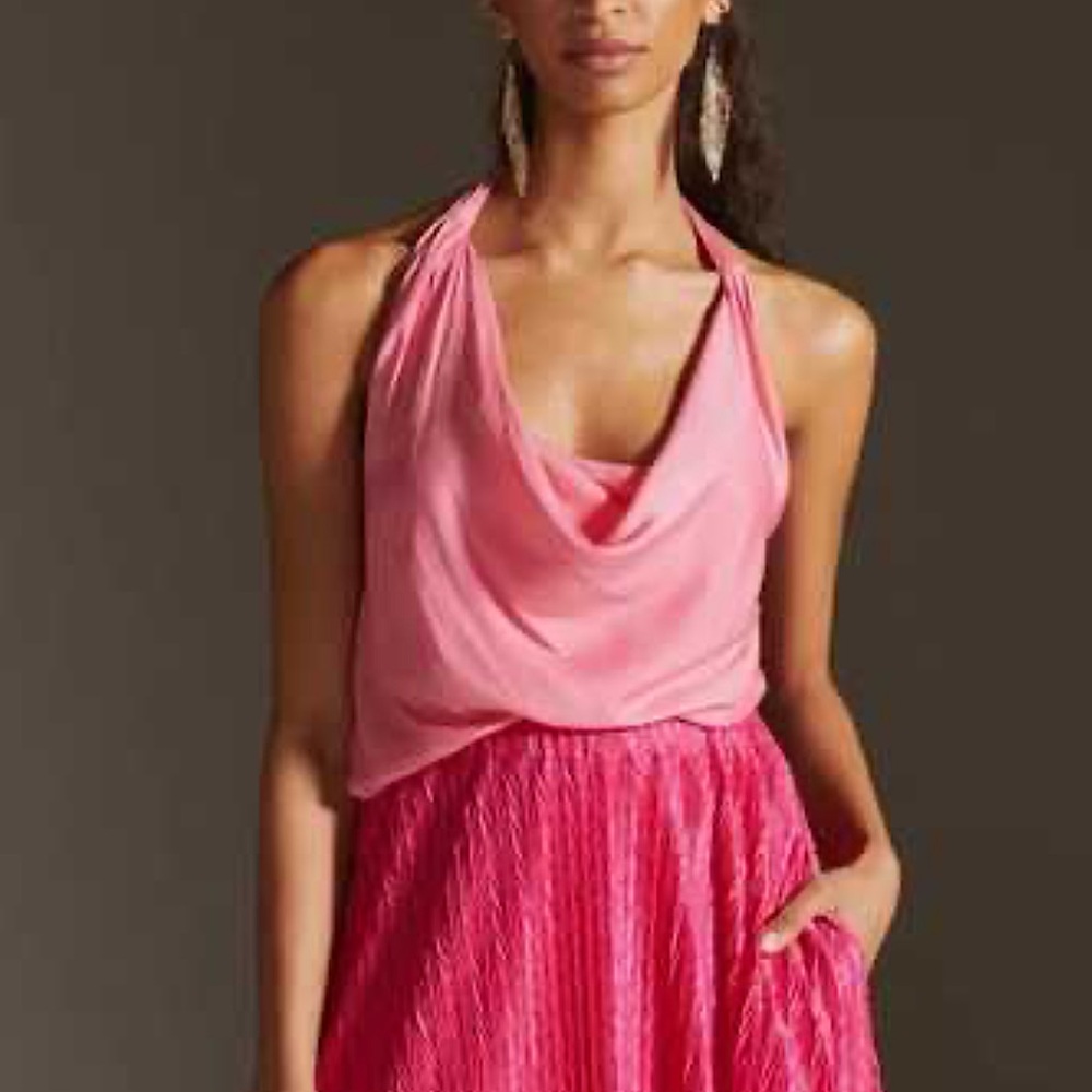 Anthropologie DOLAN Cowl Neck Halter in Pink. Size Small. NWOT